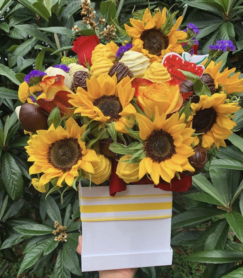 roses and sunflowers